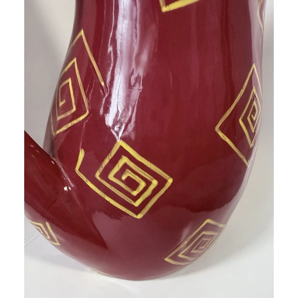Ganz Bella Casa Ceramic Cat Pitcher Teapot Maroon Spiral Rare BC12763